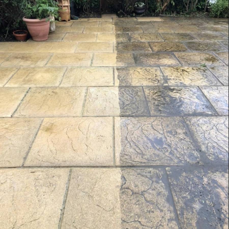 Driveway pressure washing by Greenview Landscapes